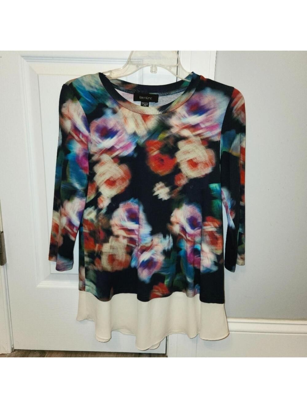 Karen Kane Abstract Rose Layered Hem Blouse